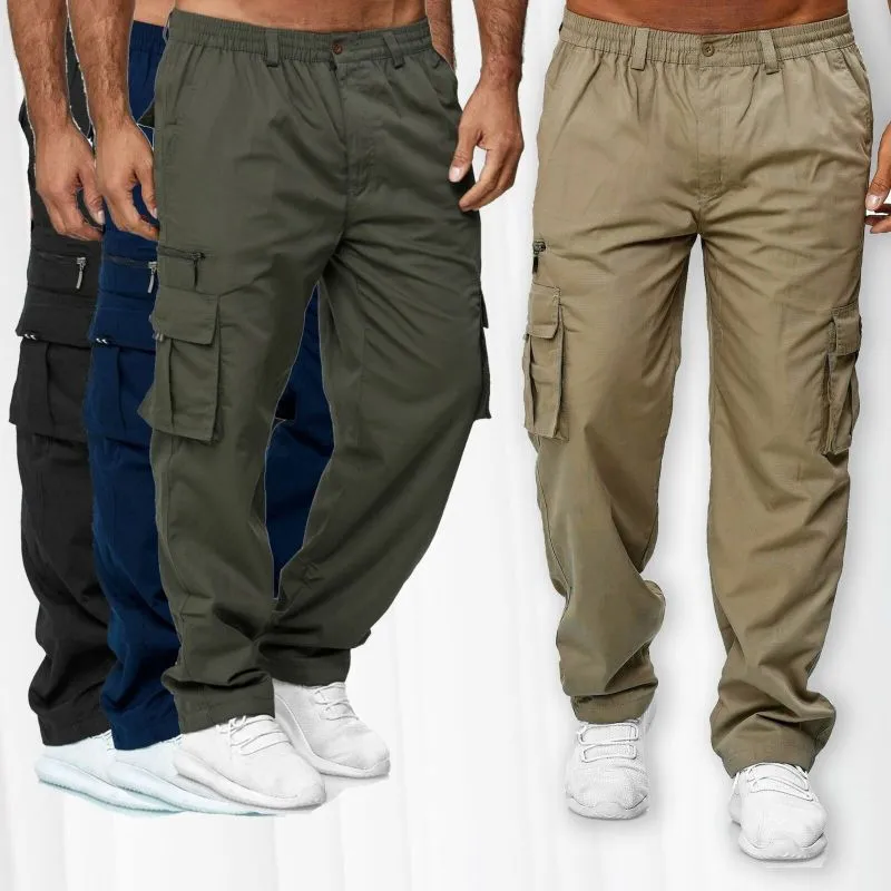 Men Casual Multi-Pocket Loose Straight Outdoor Cargo Fitness Pants