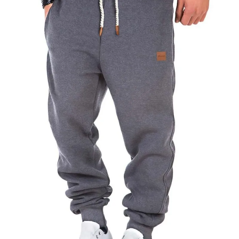 Men Casual Training Sports Fitness Sweat Pants Loose Type Mid Waist Cotton Blend