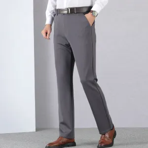 Men Casual High Waist Solid Color Stretch Loose Fit Long Pants