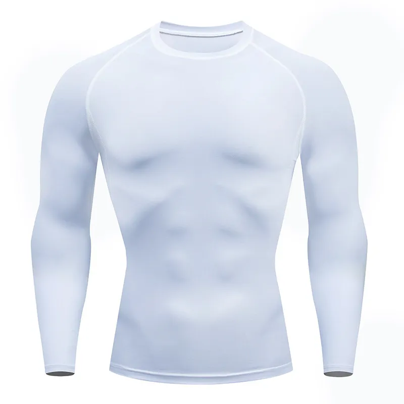 Men Sports Long Sleeve Elastic Tight Fitness T-Shirt for Outdoor Tennis Training Running