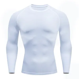 Men Sports Long Sleeve Elastic Tight Fitness T-Shirt for Outdoor Tennis Training Running