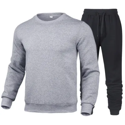 Men Casual Crewneck Sweatshirt Pants Fashion Jogging Sportswear Classic Set