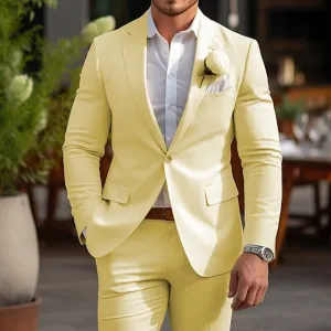 Men's One Button Slim Fit Long Sleeve Blazer Suit