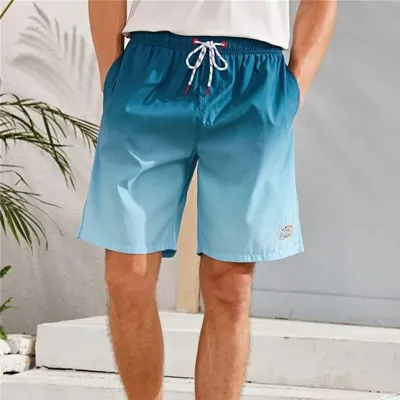 Wholesale Men Swimming Trunks Front Zipper Pocket Quick Dry Beach Plus Size Swimwear Shorts
