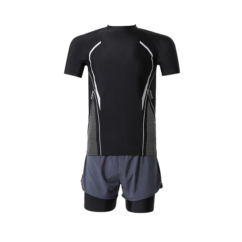 Men Striped Swimwear Set Quick-Dry Breathable for Outdoor Running Swimming Summer