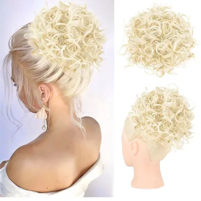 Women Drawstring Messy Small Roll Hair Bun Wig