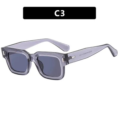 Vintage Square Frame Rivet Ac Lens Anti-Uv Sunglasses