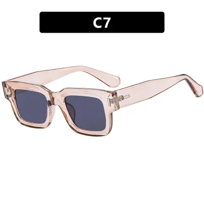 Vintage Square Frame Rivet Ac Lens Anti-Uv Sunglasses
