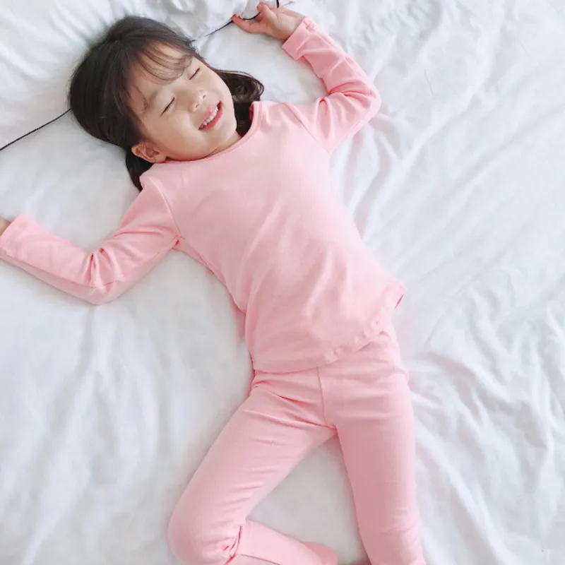 Leisure Kids Big Toddler Girls Boys Solid Color Cotton Pajamas Set