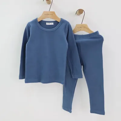 Leisure Kids Big Toddler Girls Boys Solid Color Cotton Pajamas Set