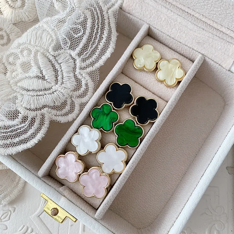 St. Patrick Fashion Exquisite Women Lucky Five-Leaf Clover Floral Earrings