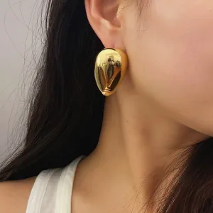 Exaggerated Smooth Metal Big Drop Women Fashion Earrings Geometric Alloy