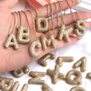 New Micro-Inlaid Zircon 26 Letter Alphabet Pendant Necklace Copper Plated 18k Gold Fashion Classic Jewelry