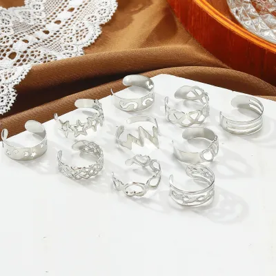 Women Fashion Boho Vintage Vacation Beach Metal Hollow Toe Ring