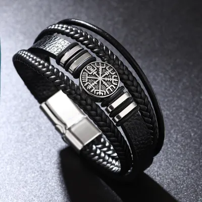 Fashion Punk Style Multi-Layer Men's Braided Leather Rope Bracelet