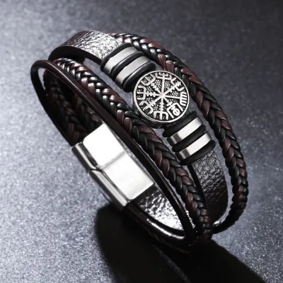 Fashion Punk Style Multi-Layer Men's Braided Leather Rope Bracelet