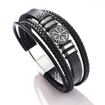 Fashion Punk Style Multi-Layer Men's Braided Leather Rope Bracelet