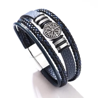 Fashion Punk Style Multi-Layer Men's Braided Leather Rope Bracelet