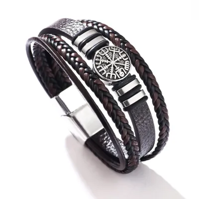 Fashion Punk Style Multi-Layer Men's Braided Leather Rope Bracelet