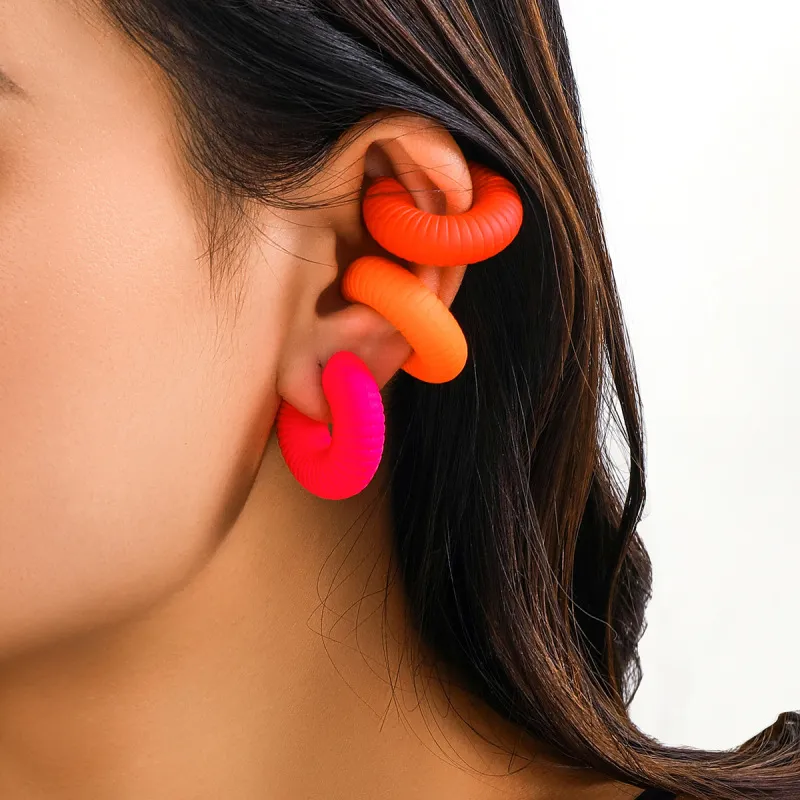 Simple Multicolor Thread Ear Clip Earrings Without Ear Hole