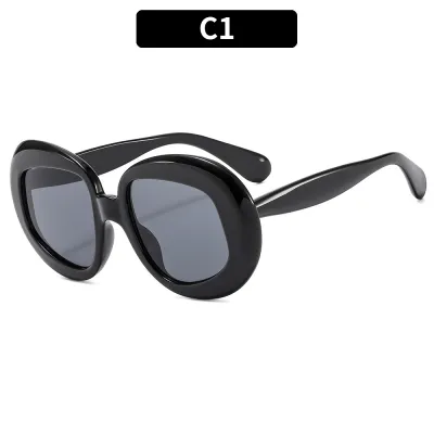 Fashion Color Matching Large Frame Oval Box Sunglasses