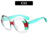 C11-Transparent Frame White Green Leg