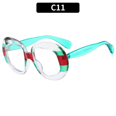 Fashion Color Matching Large Frame Oval Box Sunglasses