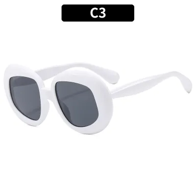 Fashion Color Matching Large Frame Oval Box Sunglasses