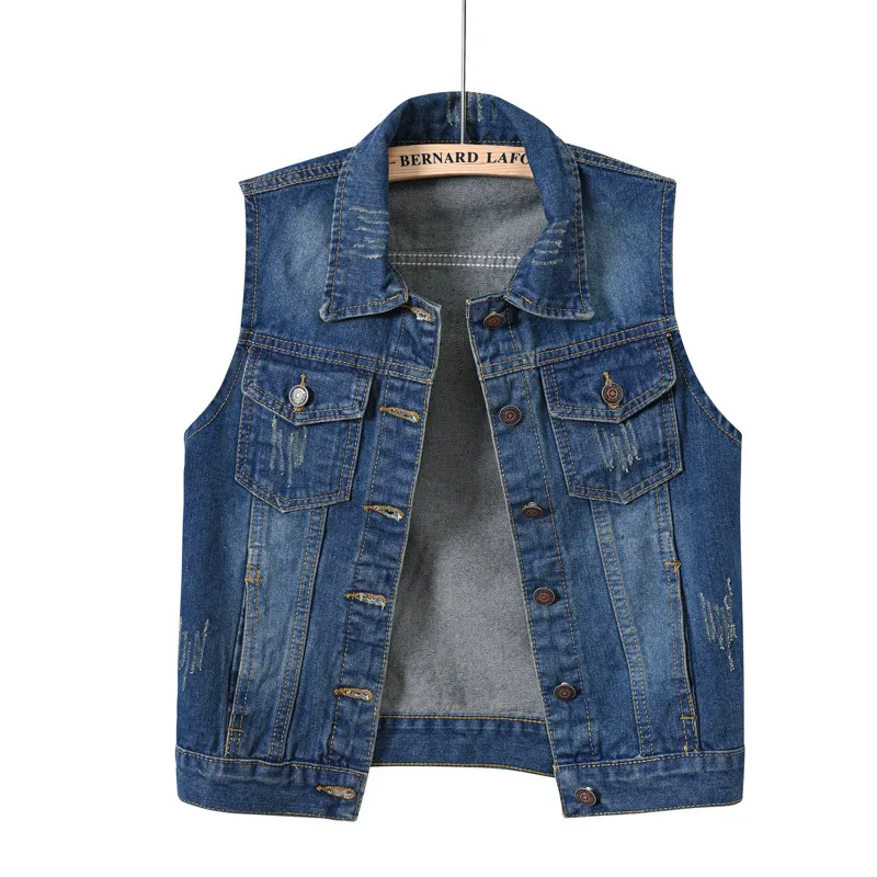 Women Vintage Blue Denim Vest Cardigan