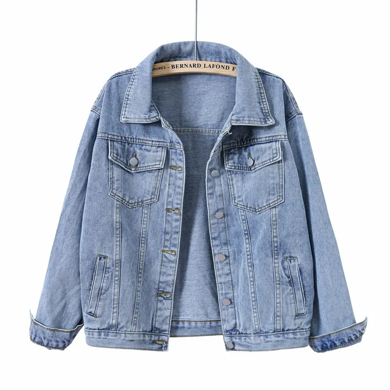 Women's Casual Loose Fit Denim Jacket Long Sleeve
