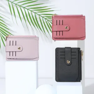 Women Urban Simple PU Leather Zipper Wallet Solid Color