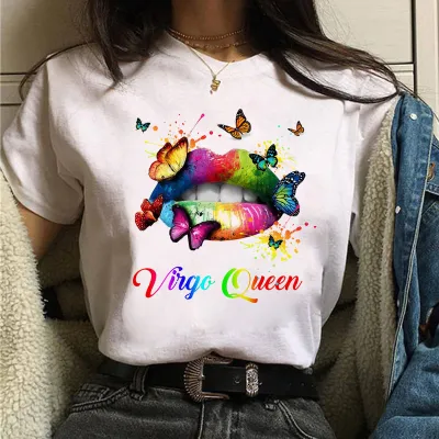 Spring Summer Lips Graphic Crewneck Women Short Sleeve T-Shirt