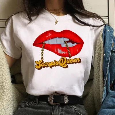 Spring Summer Lips Graphic Crewneck Women Short Sleeve T-Shirt