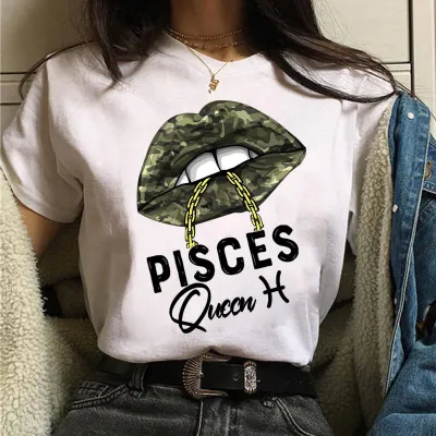 Spring Summer Lips Graphic Crewneck Women Short Sleeve T-Shirt