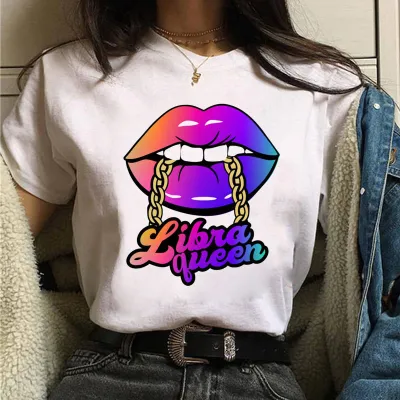 Spring Summer Lips Graphic Crewneck Women Short Sleeve T-Shirt
