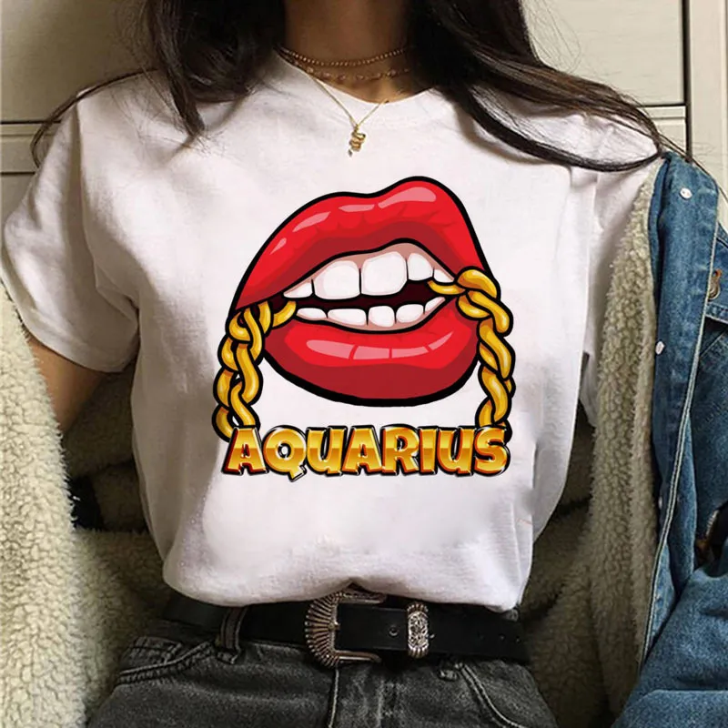 Spring Summer Lips Graphic Crewneck Women Short Sleeve T-Shirt