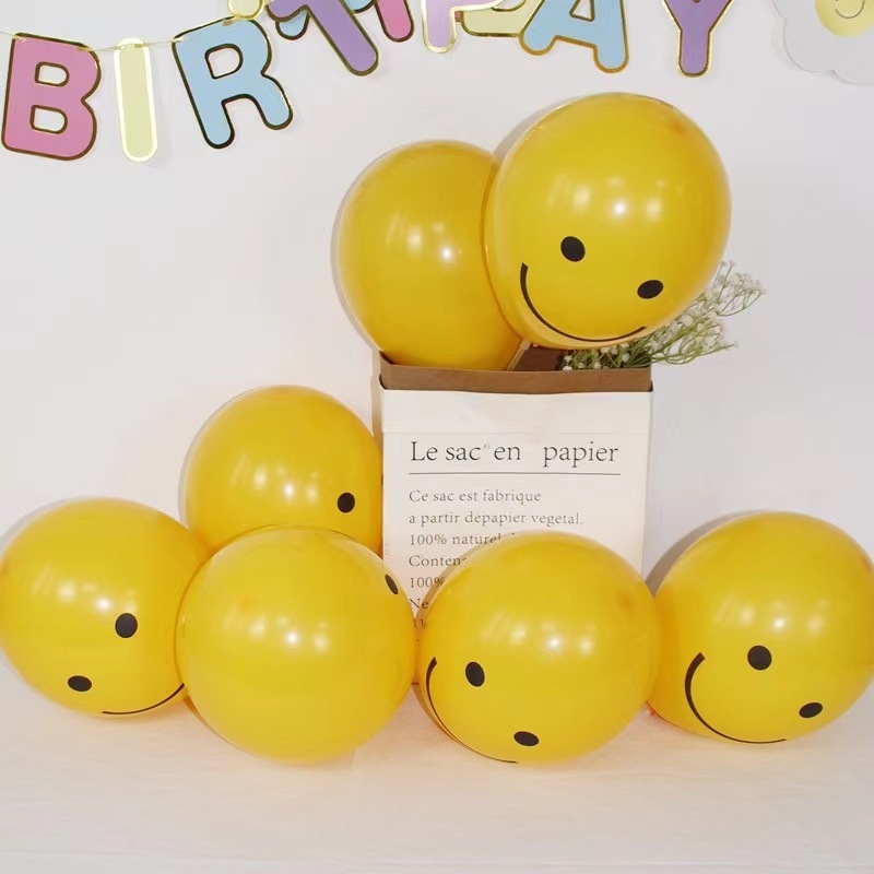 Wholesale Globo de latex con cara sonriente amarilla de 12 pulgadas diseno para fiesta de cumpleanos bolsa de 100