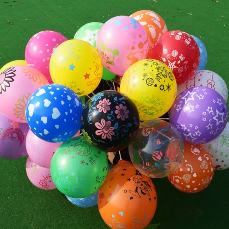 12 Inch Round Latex Multicolor Printing Party Decoration 100-Bag