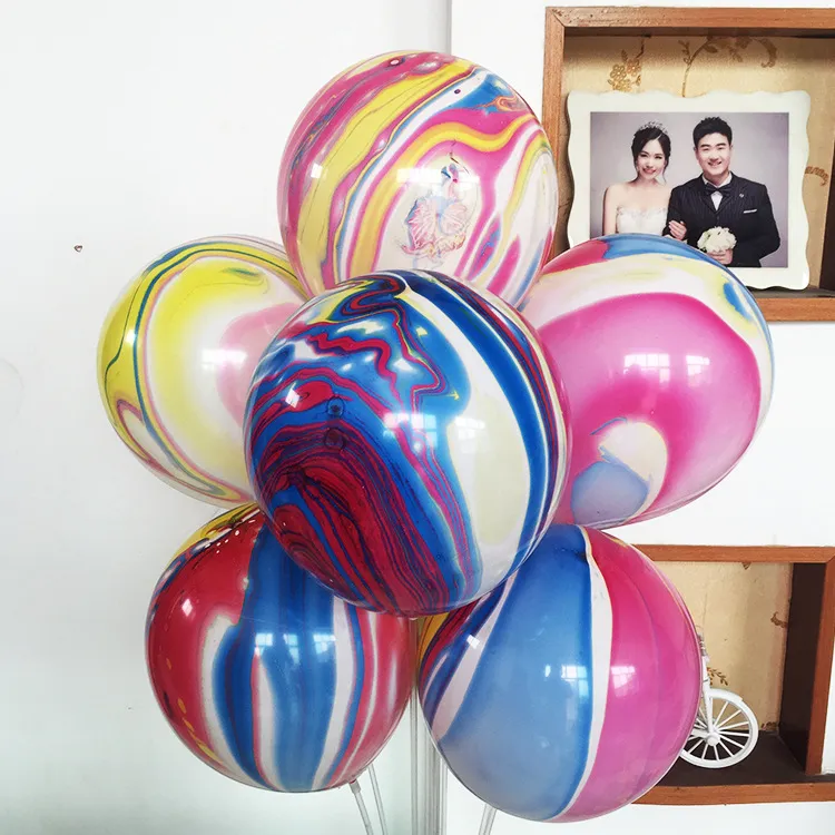 12 Inch 3.5G Thick Cloud Oil Color Agate Marble Pattern Fire Cloud Balloon Party Decoration 100-Bag