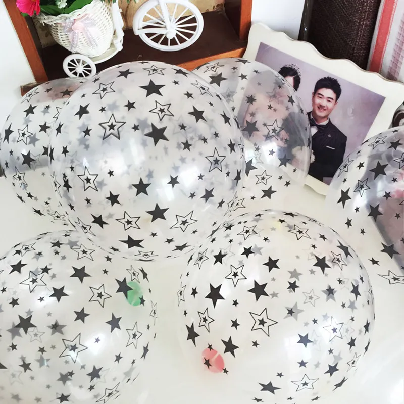 12 Inch 2.8G Five-Pointed Star Printed Latex Balloon Wedding Birthday Party Layout 100-Bag