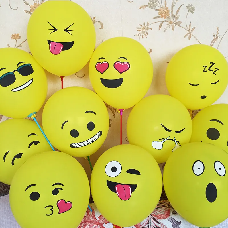 12 Inch 2.8G Wedding Birthday Party Layout Cartoon Cute Yellow Smiling Face Expression Balloon 100-Bag