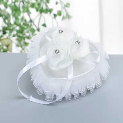 Wedding Party Mini Heart Lace Ring Box Cloth 8CM