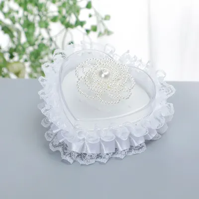 Wedding Party Mini Heart Lace Ring Box Cloth 8CM