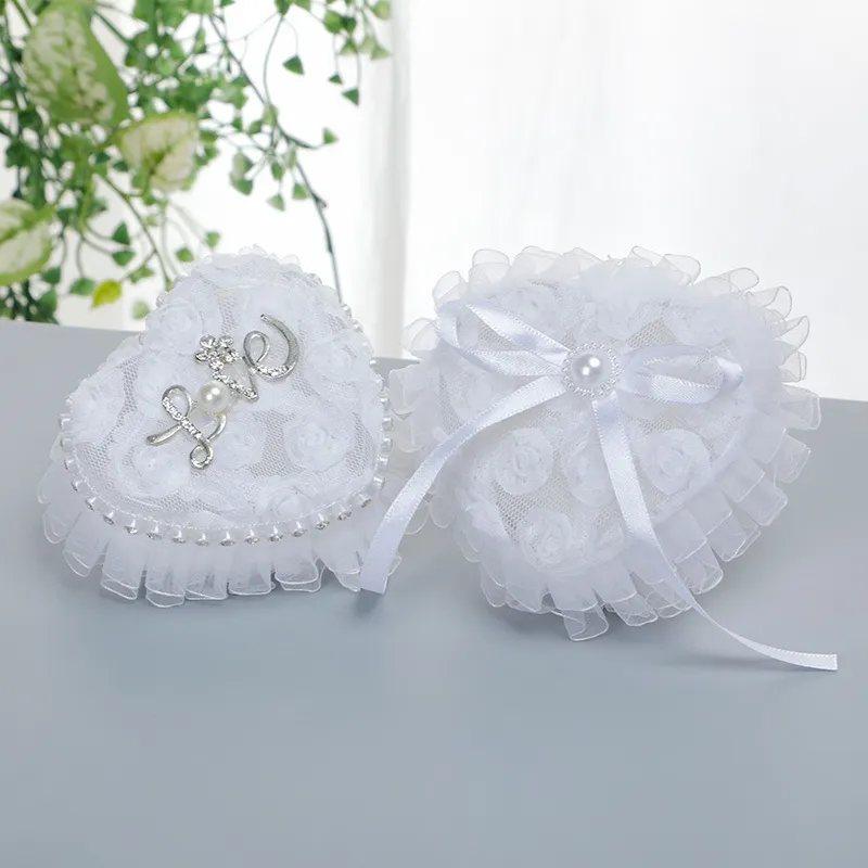 Wedding Party Mini Heart Lace Ring Box Cloth 8CM