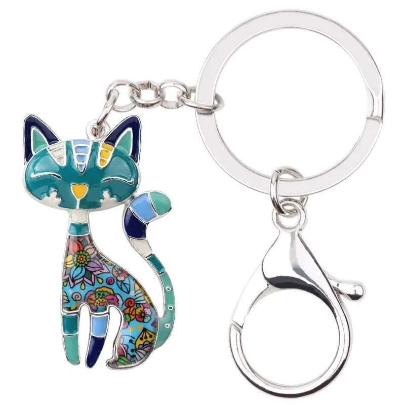 Multicolor Cat Shape Alloy Key Ring Keychain