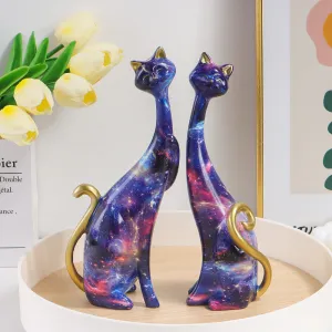 Creative Home Painting Couple Cat Resin Animal Ornaments
