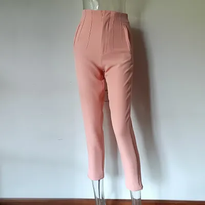 Women Fashion Casual Solid Color High Waist Straight Leg Pants