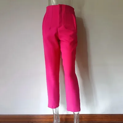 Women Fashion Casual Solid Color High Waist Straight Leg Pants