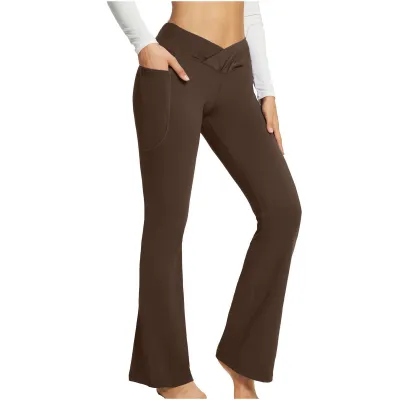 Women Casual High Waist Slim Micro-Pants Solid Color