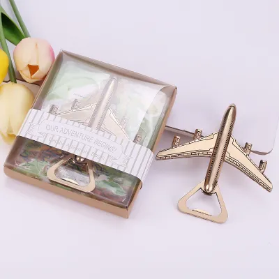Wedding Gift Home Desktop Decoration Stainless Steel Cartoon Aircraft Beer Bottle Opener with Alloy Material